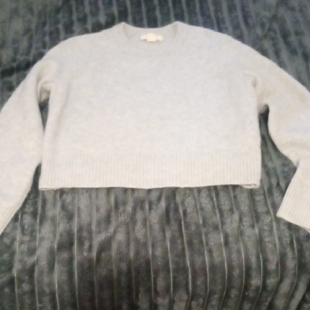 American Eagle Outfitters Light Gray Crew Neck Sweater